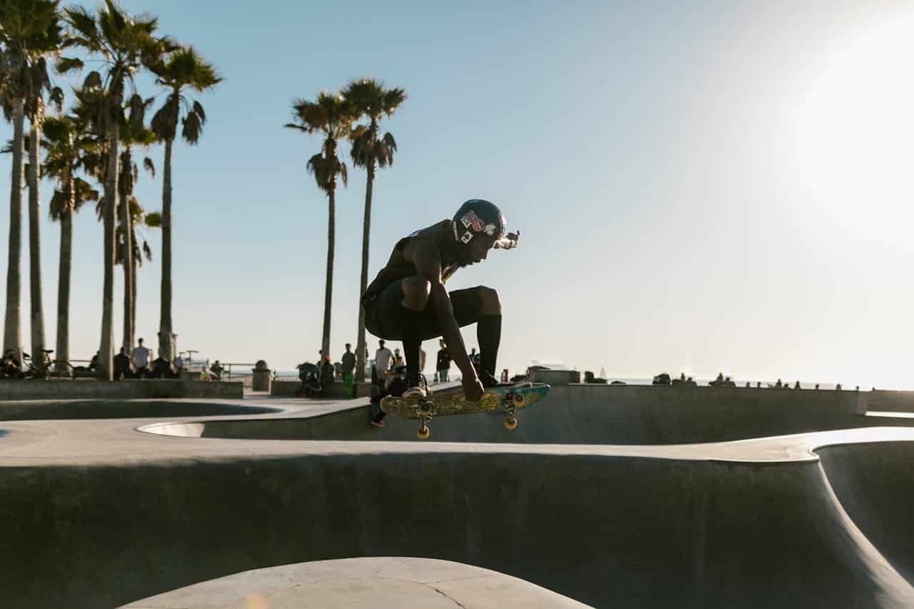 Man riding a Skateboard on a Skatepark